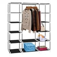 thumbnail image 4 of Private Jungle 69" Portable Clothes Closet Non-Woven Fabric Wardrobe, 12 Storage Shelves, Storage Organizer, Black, 4 of 9
