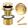 thumbnail image 1 of Gold Tub Drain Overflow Kit-Universal Bathtub Drain Replacement with 2Hole Overflow Faceplate Set,Tip-Toe Conversion Kit, 1 of 5
