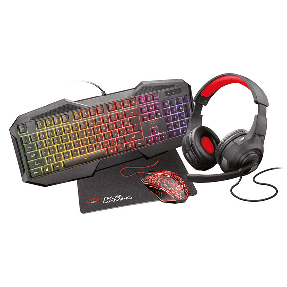 COMBO GAMER GXT1180RW TRUST 4 EN 1 TECLADO, DIADEMA, MOUSE, MOUSE PAD Trust GXT1180RW