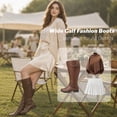 thumbnail image 6 of Love Steetly Women's Extra Wide Calf Knee High Boots, Rivet Decor Tall Boots, Low Block Heel Side Zipper Stretch Riding Boots for Wide Legs., 6 of 8