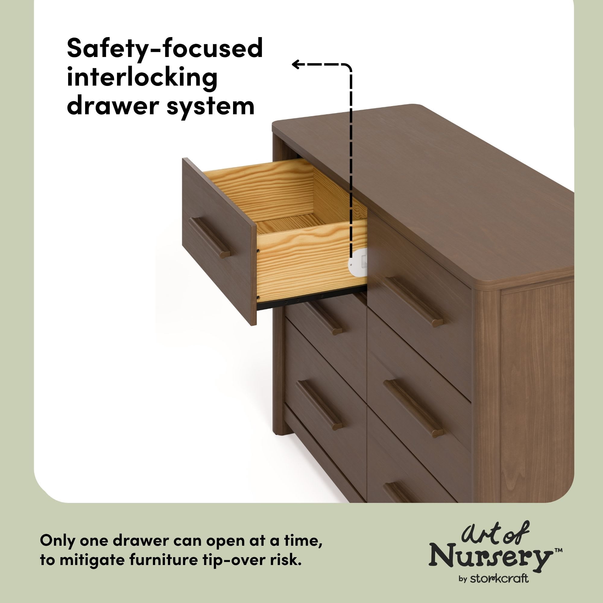 Art of Nursery by Storkcraft Malta 6 Drawer Dresser - Hazelnut