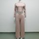 thumbnail image 3 of Pantalones Conjunto de 2 piezas para mujer, camisa ligera de manga larga y pantalón palazzo, traje deportivo Ygjytge Caqui T XL para Mujer, 3 of 7