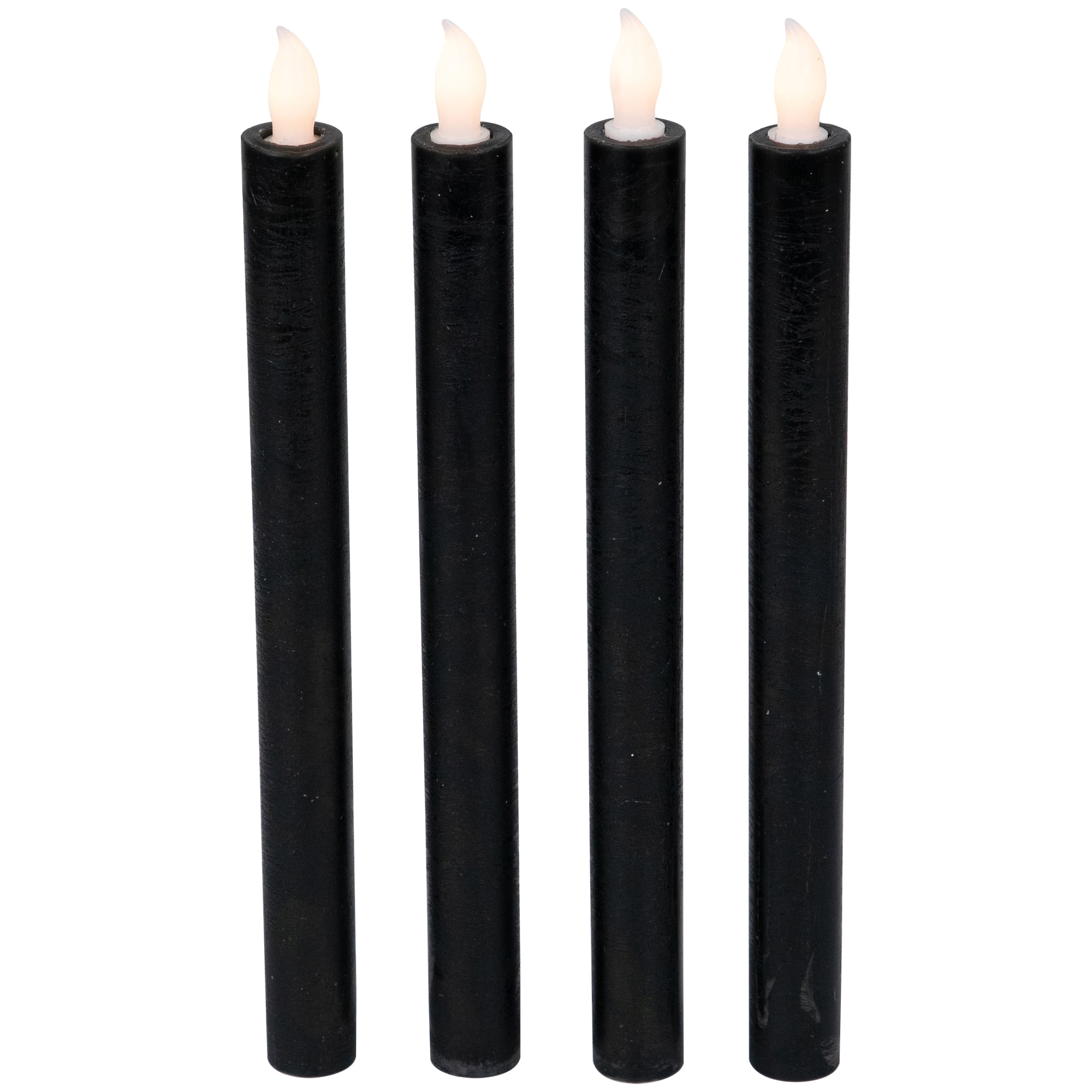9.5" Solid Black LED Flickering Flameless Halloween Taper Candles Set of 4 - Thumbnail 3