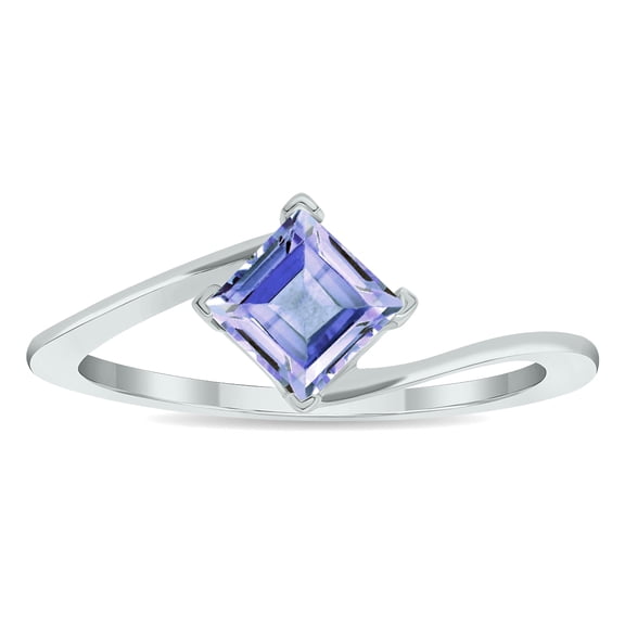 SZUL Women's Solitaire Tanzanite Wave Ring in 10K White Gold
