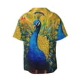 thumbnail image 5 of KLL Peacocks Print Men's Shirt Short Sleeve Button Down Summer Cuba Beach Shirts- XX-Large, 5 of 5