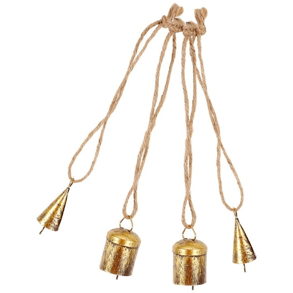 Raindrops 4 Pcs Vintage Bell Jingle Retro Christmas Decor Antique Golden