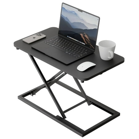 IAJXWI 24  Standing Desk Converter with Adjustable Height - Monitor Rise Tabletop Sit to Stand Workstation for Home Office Gift  Black