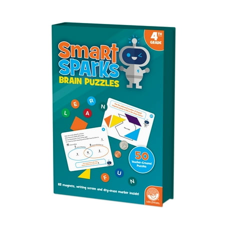 MindWare Smart Sparks Brainy Puzzles: Grade 4, Logic & Reasoning Puzzles for Kids Ages 9 & Up