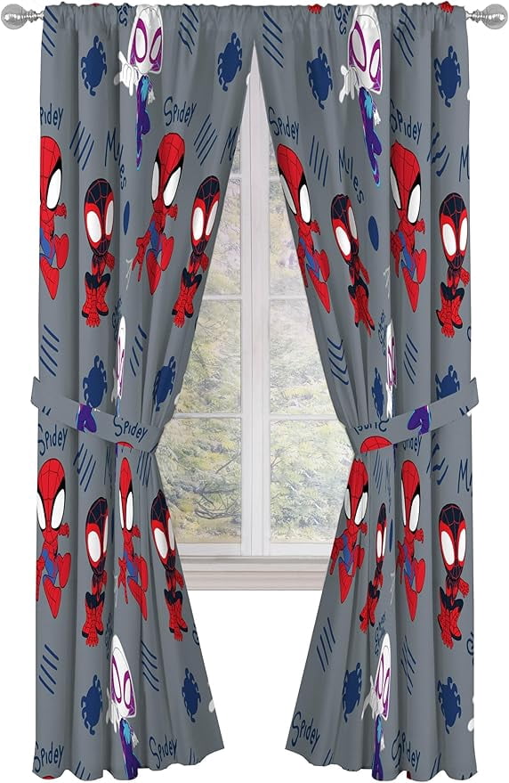 Spidey & His Amazing Friends 3 Heroes 2 Panels Blackout Curtain Set, 84 Inch Long - Window Curtains for Kids