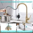 thumbnail image 6 of Sunrinx Brushed Gold Kitchen Faucet Pull Down Sprayer, 3 Mode, 360° Swivel Sink Faucet, 6 of 10