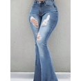 thumbnail image 4 of aPAY Jeans for Women Long Denim High Waisted Flare Pants Ripped Holes And Raw Edges Design Regular Size, 4 of 5