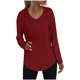 thumbnail image 3 of Camisas para mujer,Sudadera con capucha y cuello en V para mujer, jersey con bolsillo con cordón, top informal de poliéster de manga larga, sopatenor, 3 of 9