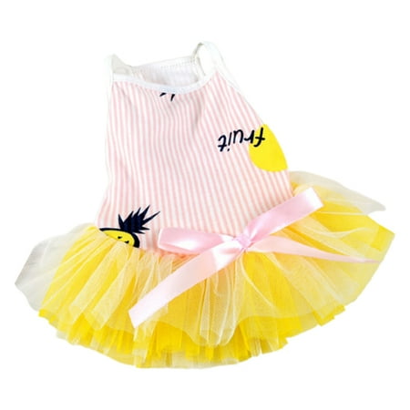 

Shulemin Pet Dress Edging Cotton Stripe Pattern Thin Pet Skirt for Daily Yellow M