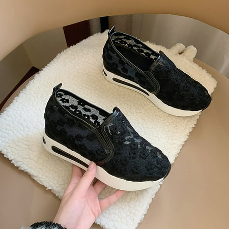 

XIAQUJ Women Hollow Platform Casual Shoes Solid Color Breathable Wedge Espadrilles Sandals for Women Black 9(42)