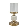 thumbnail image 2 of A&B Home Marble & Glass Pebble Hurricane - 5.1" x 5.1" x 11.2" - Gold/White, 2 of 5