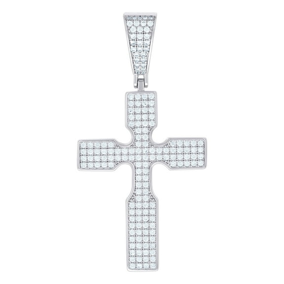 925 Sterling Silver Cubic Zirconia Religious Faith Cross 7gm Mens Charm Pendant Necklace for Men