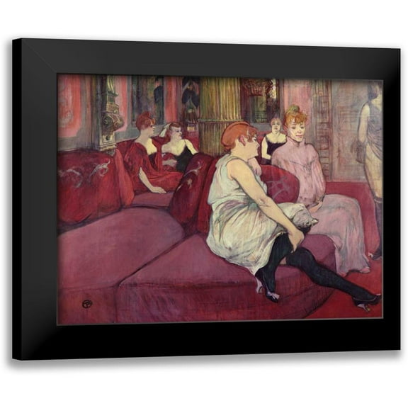 de Toulouse-Lautrec, Henri 14x12 Black Modern Framed Museum Art Print Titled - In the Salon at the Rue des Moulins