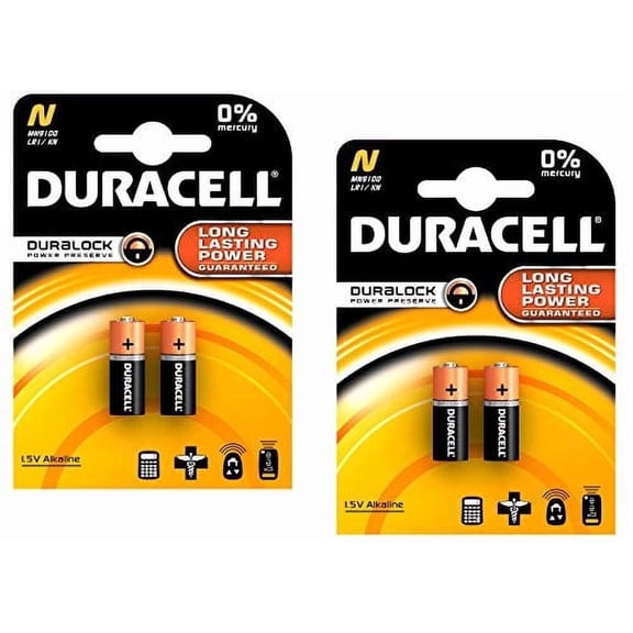 Duracell MN9100/E90/LR1 Medical Battery 1.5 V Card 2 Size N - 2 Count, 2 Pack - 4 Batteries Total