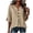 Khaki 03, variant on T Shirts for Women Notched V‑Neck Wooden Button Elbow Ruffle Flare Sleeve Blouse, Solid Crinkled Textured Casual Top, Curved‑Hem Summer Shirt Blouses for Women