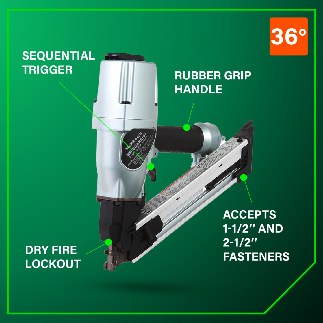Metabo HPT Pneumatic Metal Connector Nailer, NR65AK2S