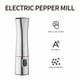 thumbnail image 4 of Molinillo electrónico de pimienta de acero inoxidable | Molino eléctrico de grosor ajustable | Operación a una mano | Alimentado por pilas (6 AAA) | Plateado | 8,5 pulgadas | Herramienta de curado, 4 of 8
