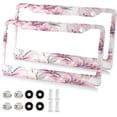 thumbnail image 2 of GZHJMY Vintage Flowers License Plate Frames Set of 2, Universal Aluminum License Plate Holders 2 Holes Car Tag Frames Automotive Exterior Accessories with Screw Caps Decorative, 2 of 7