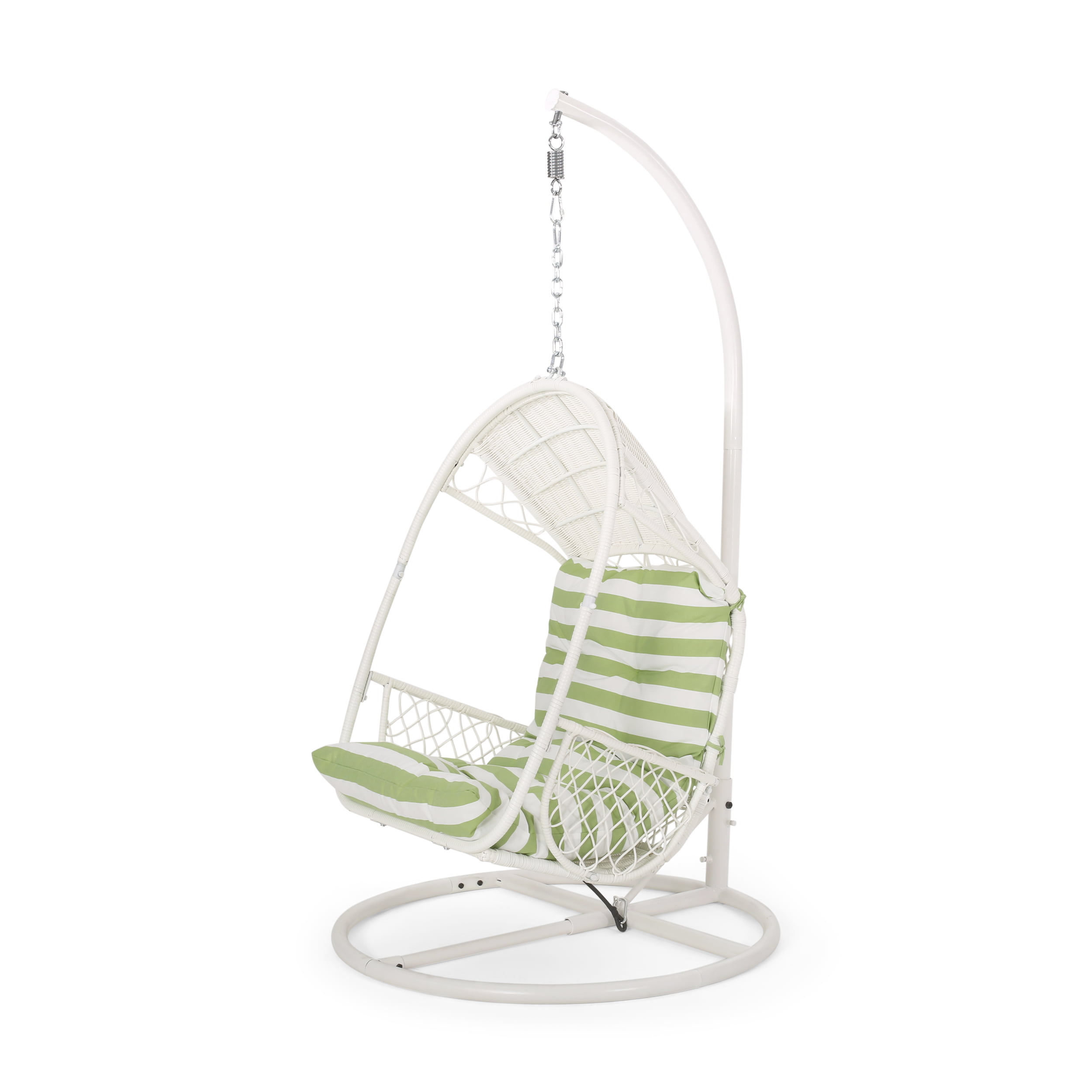 Maurice Wicker Hanging Chair with Stand, White, Green