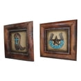 thumbnail image 5 of Set of 2 Western Turquoise Gems Cowboy Boot Horseshoe Wooden Wall Picture Frames, 5 of 8