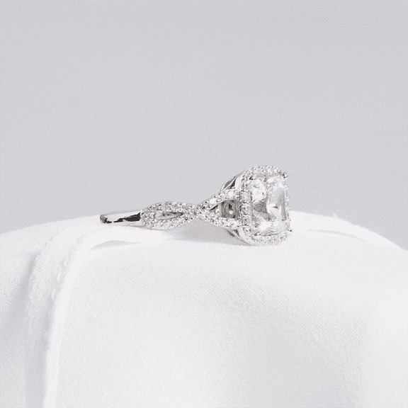 Z.LP Jewelry Halo Cushion Cut Cubic Zirconia Ring - Elegant Silver - Plated Ring