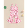 thumbnail image 4 of Bagilaanoe Toddler Baby Girl Summer Jumpsuit Sleeveless Print Romper Overalls 12M 18M 24M 3T 4T 5T Kids Long Flared Pants Summer Clothes, 4 of 7