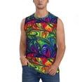 thumbnail image 2 of Lsque Pride Rainbow Print Men's Cotton Blend Sleeveless Muscle Shirts (S-3XL)- Moisture Wicking, Odor Protection, UPF 30+,3X-Large, 2 of 8