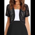 thumbnail image 1 of Cárdigan Corto Transparente de Verano con Encaje Floral y Mangas para Mujer Negro L, 1 of 8