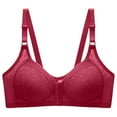 thumbnail image 3 of Women's Plus Size Full Coverage Front Closure Posture Back Unpadded Wireless Double Support Minimizer Bra No Underwire Padded Comfort Full Coverage Bra with Support Mastectomy Bra Wine Xxl, 3 of 8