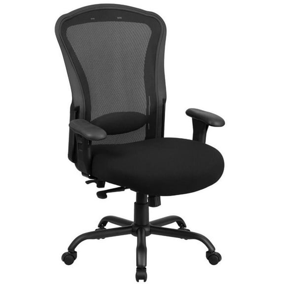 Scranton & Co Big and Tall Fabric Swivel Chair in Black