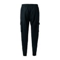 thumbnail image 4 of Men's Tapered Pants Drawstring Elastic Waist Trousers With Zip Pockets Solid Color Casual Stylish Sports Pants (M, Black), 4 of 9