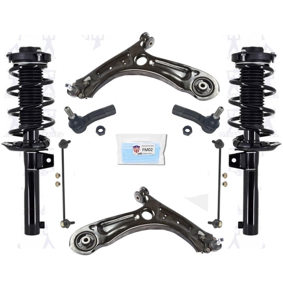 For Volkswagen Jetta Sedan 11-14 Control Arms Ball Jt Tie Rod Coil Spring Struts