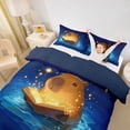 thumbnail image 3 of Erosebridal Kids Cartoon Capybara Twin Bedding, Galaxy Stars Duvet Cover Set, Blue Reversible, 2pcs, No Comforter, 3 of 5