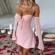 thumbnail image 5 of Mini Vestido De Verano Vestido sin espalda para mujer, color sólido, estilo sexy, ajustado, informal, para uso diario Kuymtek Rosa L para Mujer, 5 of 6