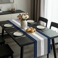 thumbnail image 2 of Navy Blue Grey Stripe Table Runner 48 Inches Long, Modern Art Horizontal Striped Kitchen Coffee Dining Table Decoration for Home Party Birthday Wedding Home Decor 13x48 Inches, 2 of 8
