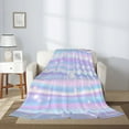 thumbnail image 2 of Sikiie Striped Gradient Cozy Flannel Fleece Throw Blanket: Lightweight & Thick for All Seasons - Perfect for Women, Men, & Kids"60"x50", 2 of 6