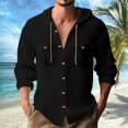 thumbnail image 3 of Chemise à Manches Longues pour Hommes Cardigan Décontracté de Vacances à Capuche, 3 of 5