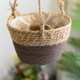 thumbnail image 4 of Hanging Planter Basket Seagrass Woven Plant Hangers Indoor Hanging Plant Holder Modern Storage Organizer Home Decor, Flower Basket Sundries Cosmetics Toys Storage Basket（Brown）, 4 of 7