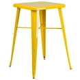 thumbnail image 4 of Flash Furniture Commercial Grade 23.75" Square Yellow Metal Indoor-Outdoor Bar Table Set with 2 Stools with Backs, 4 of 5