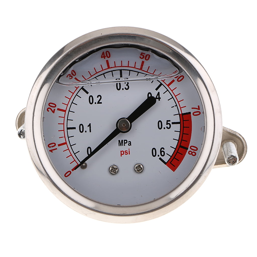 Pressure Gauge Manometer Hydraulic Gauge Tester 0.6MPA 2.16"Face side mount Test, Measurement