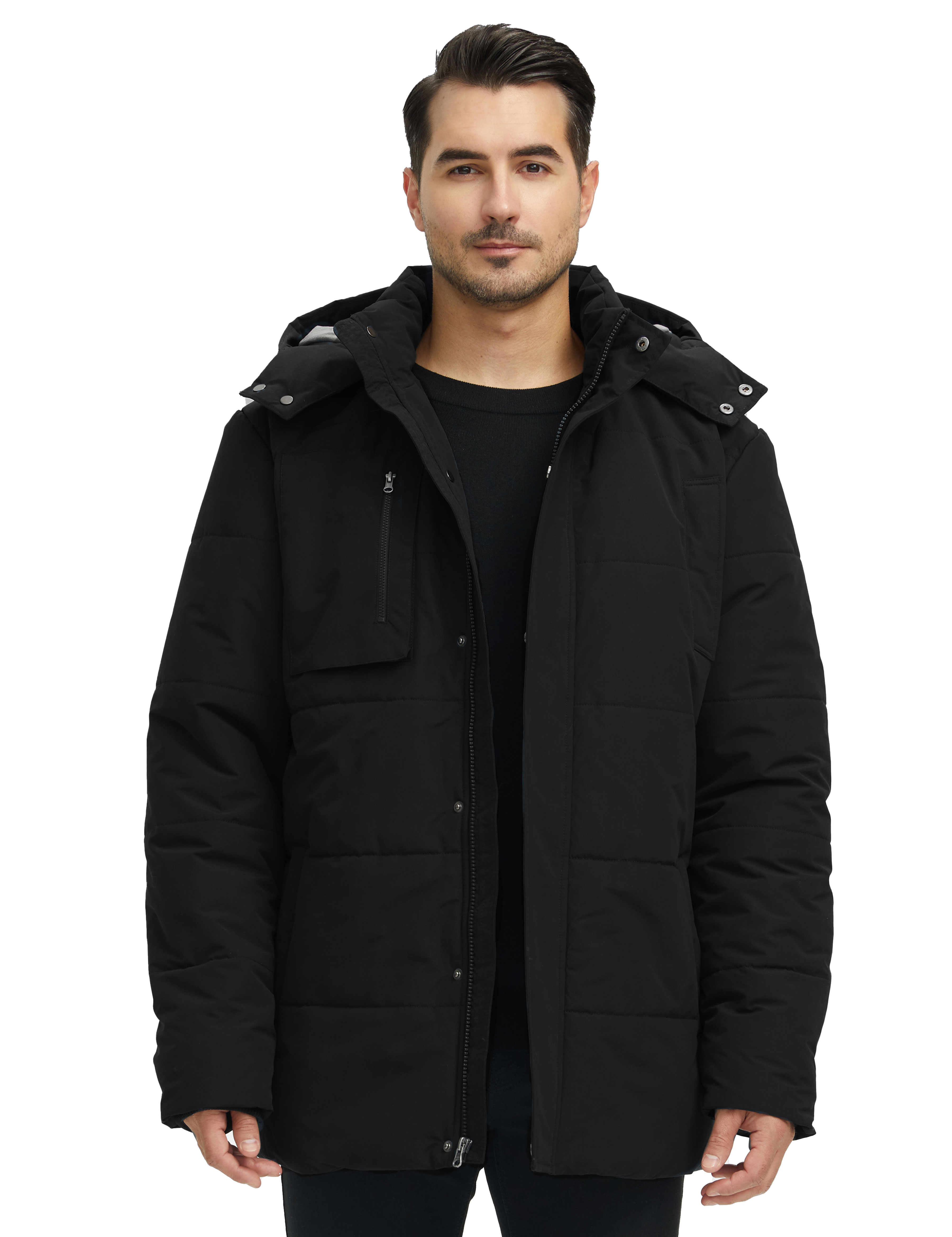 WenVen Men's Winter Puffer Jacket, Black photo 2