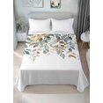 thumbnail image 4 of Green Brown Botanical Flat Sheets Only Queen Size, Soft Breathable Bed Top Sheets for Mattress, Farmhouse Eucalyptus Leaves Luxury Bedding Flat Sheets for Home Hotel Bedroom Bed Protection, 4 of 9
