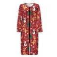 thumbnail image 4 of Xoenoiee Christmas Penguin Cookies Tree Candy Snowflake Print Women Zip Up Robe Long Sleeve Housecoat Xmas Soft Zipper Front Nightgown Loungewear Nightdress with Pockets, Size L, 4 of 7