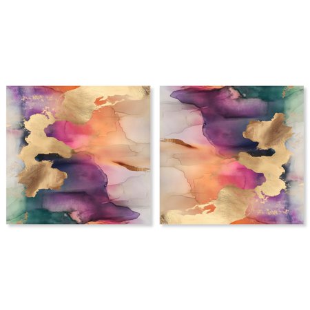 Art Remedy Saturaded Colors Art Canvas, 12" x 12", Gallery Wrapped, Foil Gold Dreamscape Set