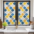 thumbnail image 3 of Yellow Blue Window Privacy Film Moroccan Trellis Retro Abstract Geometric Decorative Glass Window Film UV Blocking Static Cling Non-Adhesive Sticker Covering for Home Door 17.7 x 39.3 inches, 3 of 8