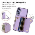 thumbnail image 2 of Wallet Case for Samsung Galaxy A35, Classic Lychee Texture PU Leather Purse Case with Accordion Card Slots, Protective Crossbody Flip Cover with Zipper Shoulder Strap Lanyard for Women Girls, Purple, 2 of 8